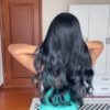 9bdbfa41f22f0d4a Long Black Wavy Synthetic with Bangs for Women Body Wave Wigs Cosplay Daily Natural Use Hair Heat Resistant