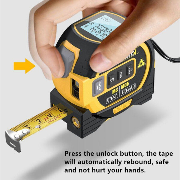 9bebbb0d82775a9e 3 In 1 Measure Tape LCD Digital Rangefinder Infrared Ruler 40m/60m Laser Distance Meter Tool Magnetic Hook Metric Imperial