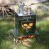 REDCAMP Faltbarer Campingofen mit 3-stufigem Grill, Mini Edelstahlofen zum Backen, Grillen, Outdoor Kochen