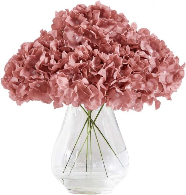 Hydrangea Silk Flower White 10 Heads Artificial Hydrangea Silk Flowers Head for Wedding Centerpieces Bouquets DIY Floral Decor Home Decoration with Long Stems - White