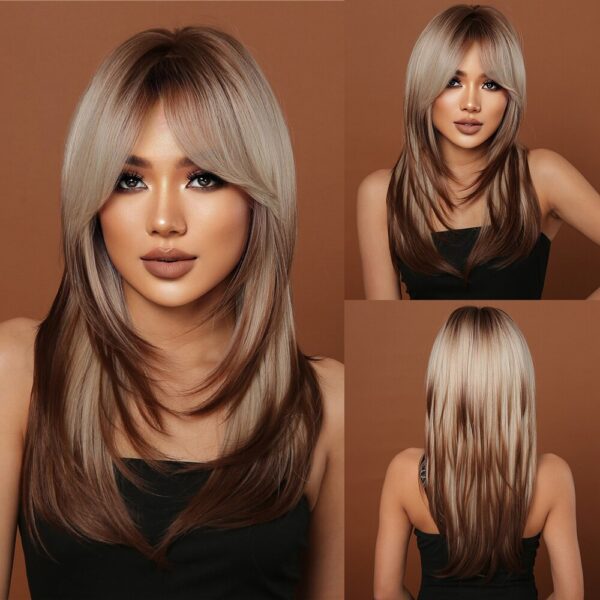 9c19ae921d78594a Short Straight Blonde Hair For Black Women Shoulder Length Layered Natural Hairline Synthetic Heat Resistant Wig