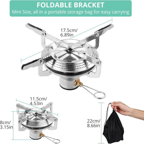 HOMGEN Portable Gas Stove | Mini Camping Gas Cooker with Butane/Propane Adapters and Storage Bag | Compact Camping Stove Gas Burner for Backpacking, Hiking & Outdoor Cooking