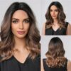 9c1fc13daefc01ec HAIRCUBE Synthetic With Bangs Short Bob Pink Wigs Curly Wavy Shoulder Length Cosplay Daily Colorful Wig
