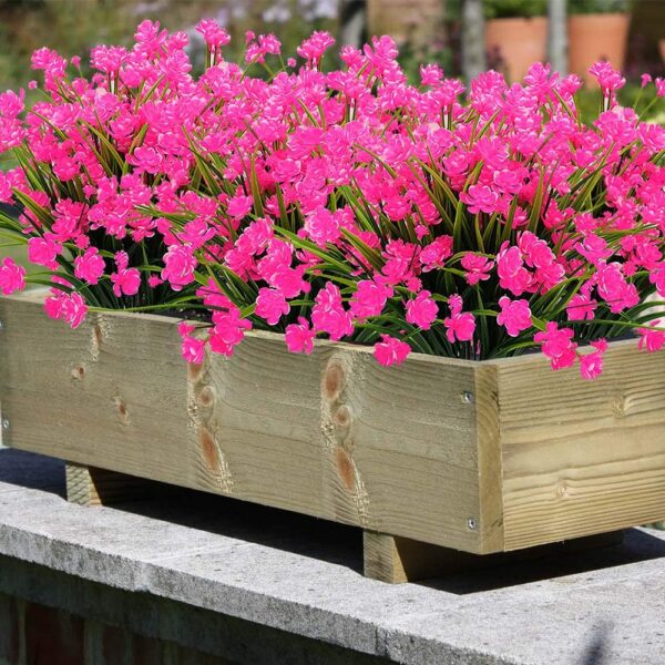9c24d52a611eba9c Grunyia Artificial Flowers Outdoor UV Resistant Fake Plants Indoor Outside Hanging Planter Home Garden Decor, 10 Bundles (Pink)