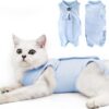 9c31de2c6199ab93 Cat Recovery Suit for Male and Female Surgical Post Surgery Soft Cone Onesie Shirt Clothes Neuter Licking Protective Diapers Outfit Cover Kitten Spay Collar(M, Grey)