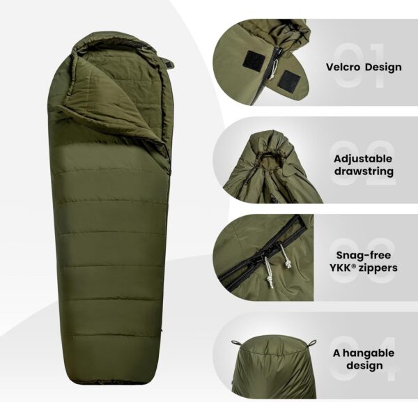9c325ddfa74047a8 OneTigris Bushcrafter’s Sleeping Bags, Mummy Sleeping Bag for Camping Hiking Backpacking, Survival Gear