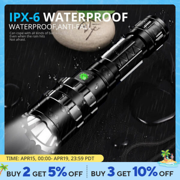 9c34ad0392eb0a67 Professional Hunting Tactics Night Reconnaissance LED Flashlight L2 Lamp Beads Waterproof Rechargeable Outdoor Portable Torch
