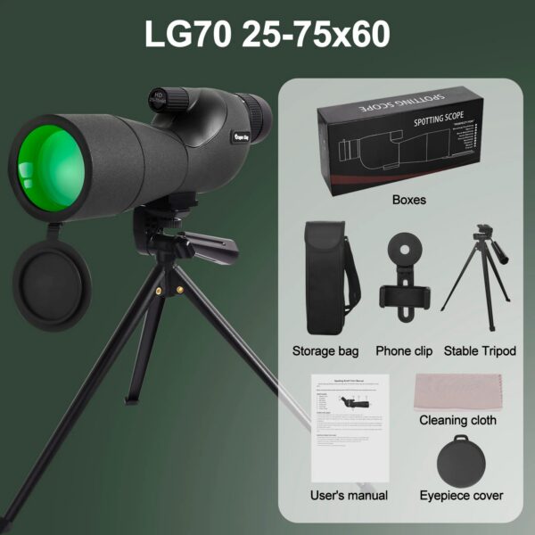 9c48c51eb57106a2 25-75x60 Telescope Spotting Scope Powerful Zoom Monocular FMC BAK4 Waterproof For Bird Watching Target Shotting With Tripod