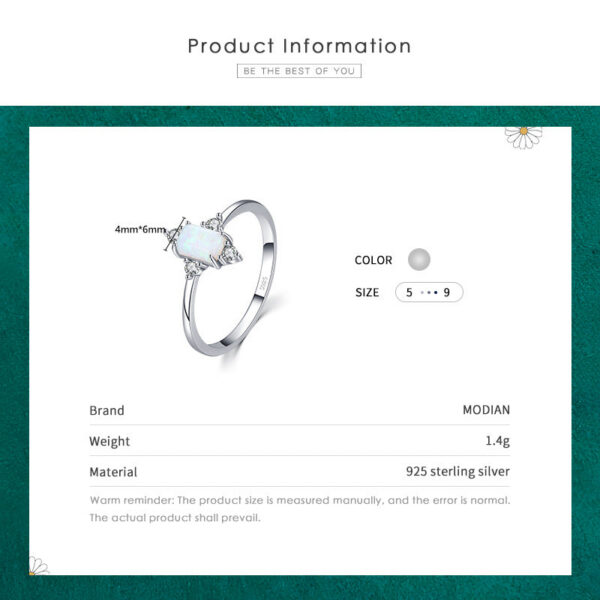 Modian Real Sterg Sier Rings For Women Shining Crown Opal Finger Ring Classic Wedding Statement Jewelry Anel