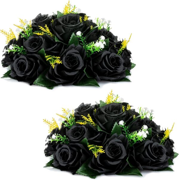 9c4baf8d448ccd25 NUPTIO Artificial Flower Centrepieces for Tables - 6 Pcs Crimson & White Fake Flowers Roses Balls 9.5in Diameter - Silk Faux Rose Arrangement for Wedding Party Centerpiece Table Decorations