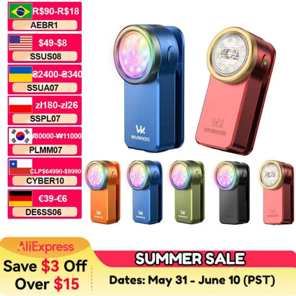 9c59d21d5b8a5f1d Wurkkos HD03 680LM Mini Clip Light USB Rechargeable Pocket Flashlight Spotlight/Floodlight Portable RGB Torch with Magnet