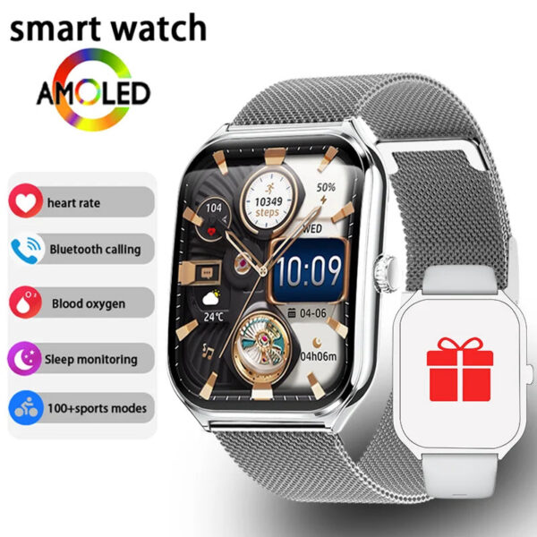 9c77ab0e56e3a897 New Ultra Thin Smart Watch men 1.96" AMOLED HD Pixel Display Always Show Time BT Call Reminder Smartwatch Ladies For Android iOS
