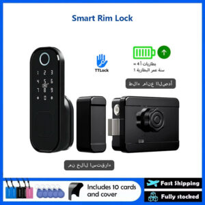 9c793d854e66320c R5 PRO Rust Proof Coating Fingerprint TTLock App Outdoor Lock Remote Control Power Saving Code Smart Door Lock Electric Rim Lock