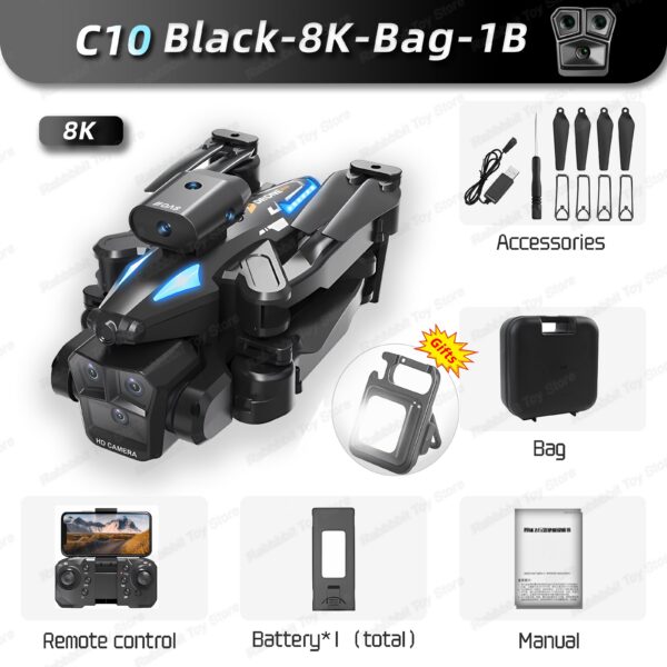 9c7d4a4aaa247d11 New C10 Max 6000M GPS Rc Drone HD Optical Flow Positioning Obstacle Avoidance Gesture Photography Foldable Quadcopter Toy Gifts