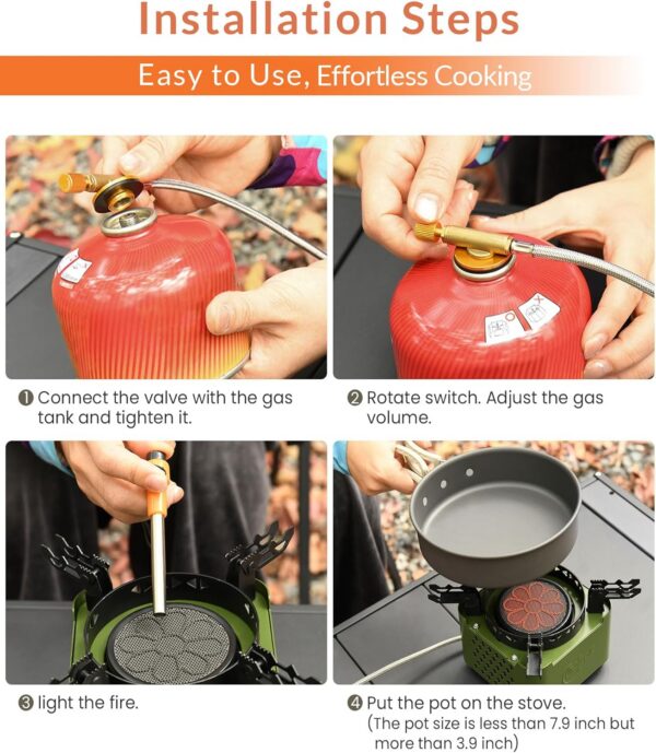 Indwell Camping Stove with Infrared Burner, Single Burner Propane Stove Ultra-Thin Design Adjustable Flame Control Wind-Resistant Portable Gas Cooker for Camping Hiking Outdoor Cooking