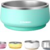 9c8014decb850023 Pawaii Small Dog Bowls, 12oz Food Water Bowl Designed for Puppies and Cats with Non-Slip Rubber Base, Upgraded Metal Insulated, Double Stainless Steel Bowls