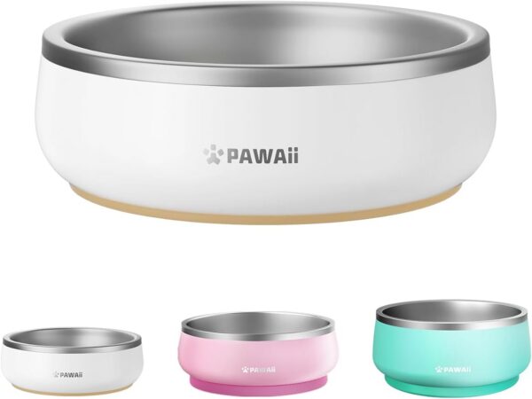 9c80c8de43f3ce27 Pawaii Small Dog Bowls, 12oz Food Water Bowl Designed for Puppies and Cats with Non-Slip Rubber Base, Upgraded Metal Insulated, Double Stainless Steel Bowls