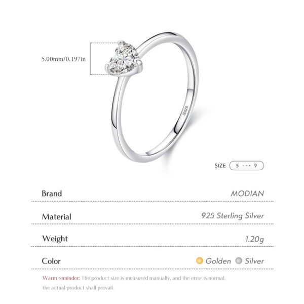 9c8977521ecca7a4 Modian Authentic 925 Sterling Silver Simple Love Heart AAAAA Zirconia Sparkling Finger Ring For Women Female Wedding Jewelry