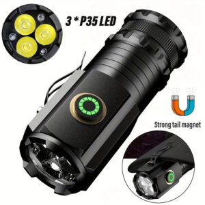 9c8b626608c81062 High Power Led Flashlights MINI Torch With 3 LED and Powerful Magnet Self-defense Lamp 5 Lighting Modes Bright Outdoor Lights