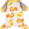 Duck Dog Pajamas, Cute Dog Clothes for Small Dogs Boy Girl, Pet Onesie Clothing, 100% Breathable Cotton, Yellow, Medium