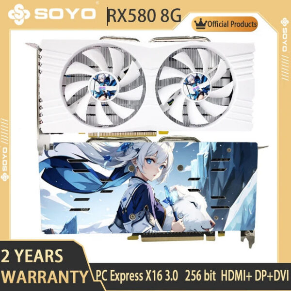 9c99c21d4ecbe57c SOYO Graphics AMD RX580 8GB Gaming GDDR5 256Bit PCI Express 3.0 ×16 Radeon GPU Computer Video Card placa de video