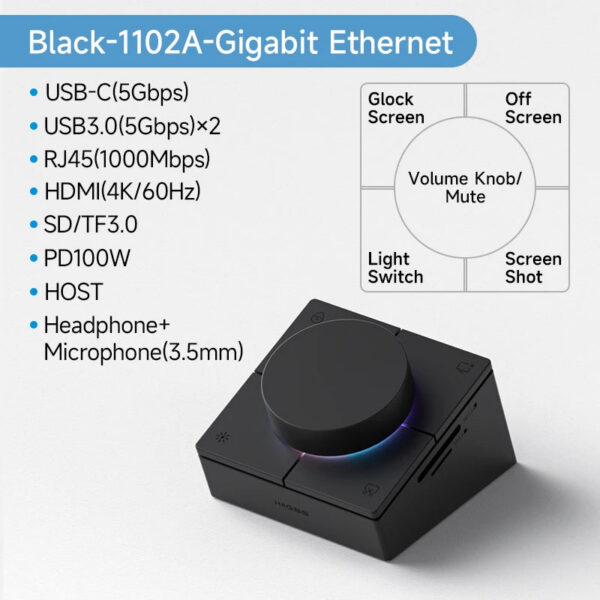 9cbc16ffbe5ae511 Hagibis Knob USB C Hub With Shortcut Buttons Type-C Docking Station Volume Adjustment Desktop Controller 2.5G RJ45 for Macbook