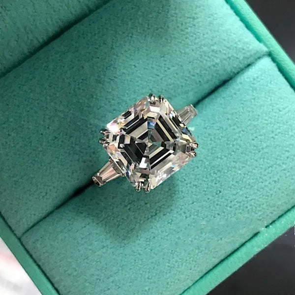 9cc1965202dc5855 Original Sier Square ring Asscher Cut Simulated Diamond Wedding Engagement tail Women topaz Rings finger Fine Jewelry