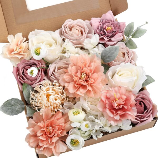 9ccef8dd1d1262c0 YYHUAWU Artificial Flowers Combo Set Fake Flower Leaf Box with Stems for DIY Wedding Bouquets Centerpieces Arrangements Baby Shower Party Home Decorations