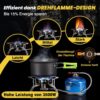 Hikenture Gaskocher mit Piezozündung, Winddichter Camping Kocher 3500W, Faltbarer Campingkocher Gasbrenner für Coleman Primus Kartusche, Kocher Gas Windschutz mit Tragebox für Hiking, Picnic, Outdoor