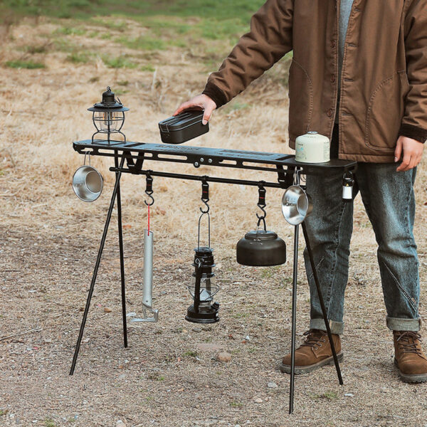 9cdc3b7a2a742471 Foldable Tripod High Strength Bending Camping Rack Top Plate with Hanging Hole for BBQ Picnic Hiking