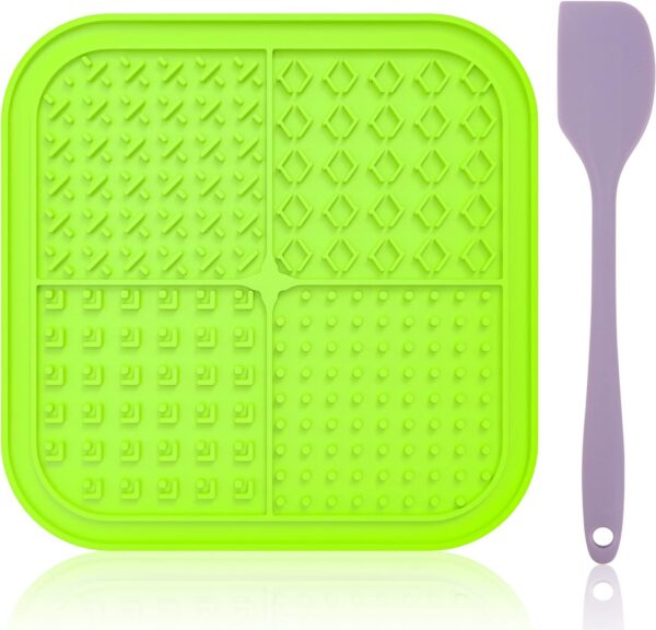 Lick Mat for Small Dogs and Cats 2 Pack, Dog Peanut Butter Lick Pads with Suction Cups for Slow Feeder, Anxiety Relief (Blue & Red)