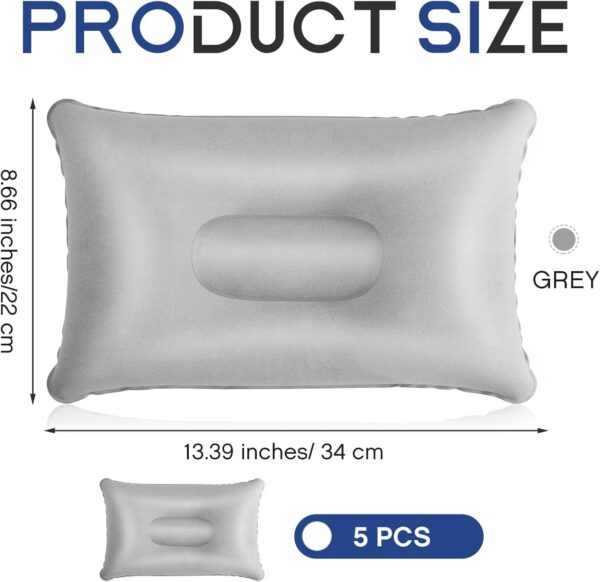 9cfe0f589df2b993 Maitys 5 Pieces Inflatable Travel Pillow Portable Compact Air Pillow Flocked Fabric Backpacking for Camping Hiking Home Office Sleeping Neck Head Lumbar Support(13.39 x 8.66 Inches,Gray)