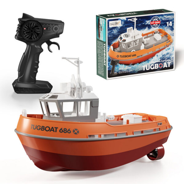 9cffb56563de7dd0 JIKEFUN 686 Rc Boat 2.4G 1/72 Powerful Dual Motor Long Range Wireless Electric Remote Control Tugboat Model Toys for Boys Gift