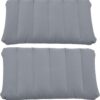 2 Pack Gray Ultralight Inflatable Pillow Small Squared Flocked Fabric Air Pillow for Beach Hiking,Camping,Traveling,Napping,Desk Rest,Neck &Lumbar Support