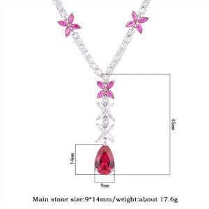 9d0567c5e958b67e Sparkling 9*14MM Ruby Gemstone Pendant Necklace for Women High Carbon Diamond tail Party Fine Jewelry Birthday Gift