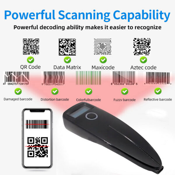 Barcode Wireless 1D 2D Code Scanner USB Bluetooth Mini Pocket QR Reader IOS Android Windows for Mobile Payment