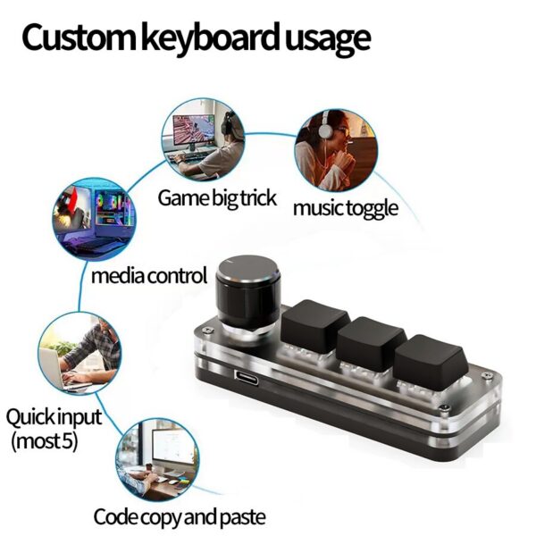 9d2880b59ef986f4 ropad ro Mechanical Keyboard RGB Mini Gaming Custom Programming Knob Keypads Red Switch 3 Keys For Photoshop