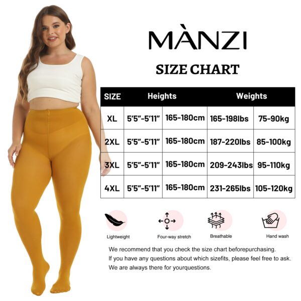 9d3d63fd6b46d15d MANZI Women's 2 Pairs Plus Size Control Top Tights Ultra-Soft Panty Hose