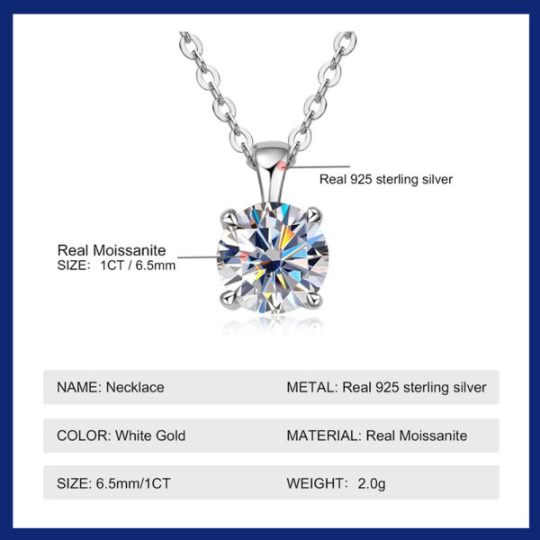 D Color 1ct Moissanite Pendant Necklace for Women Gold Plated Certified Original Sier Diamond Necklaces Fine Jewelry