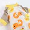 Duck Dog Pajamas, Cute Dog Clothes for Small Dogs Boy Girl, Pet Onesie Clothing, 100% Breathable Cotton, Yellow, Medium