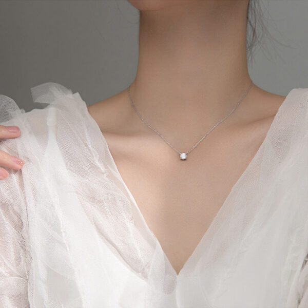 New Trendy Sterling Sier AAA Zircon Choker Necklaces Simple Shiny Diamond CZ Pendants For Women Fine Jewelry NK126