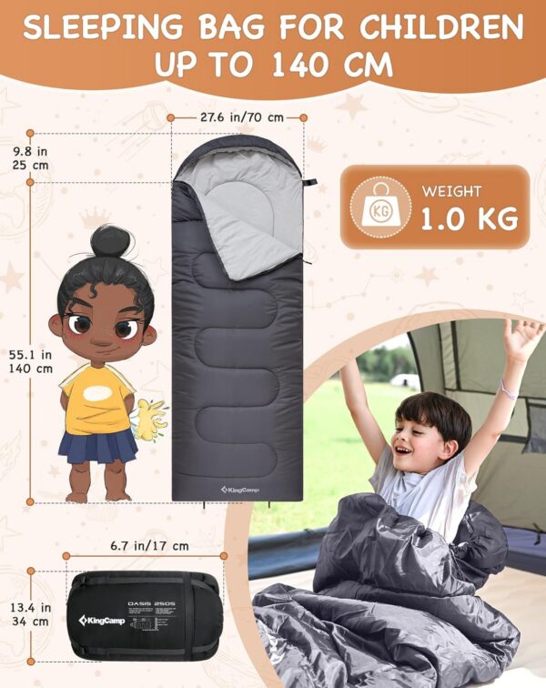 9d67b57b0c4a8dfb KingCamp Kids Sleeping Bag 3 Season- Lightweight Waterproof Camping Sleeping Bag Indoor & Outdoor Use for Kids for Camping with Compression Sack