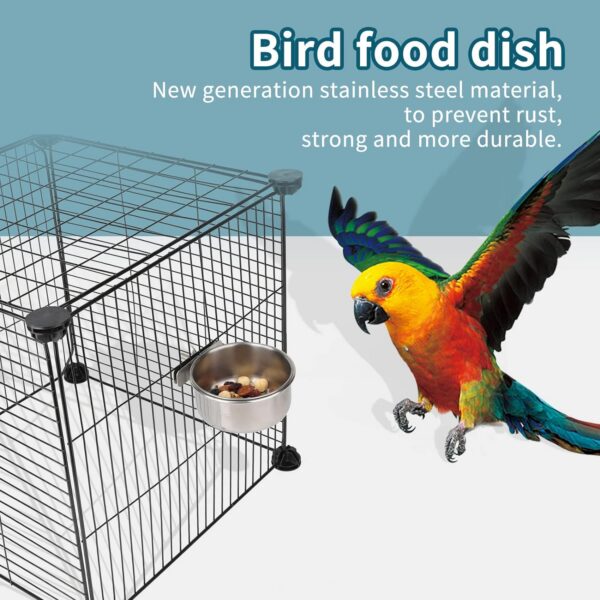 9d6c5431467d1b4b 2pcs VVNIAA Stainless Steel Bird Bowls with Clamp, Durable Water Bowl, Feeding Cups, Chinchilla Food Bowl, Bird Dishes for Cage, Bird Cage Feeders and Waterers