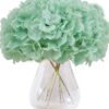 Hydrangea Silk Flower White 10 Heads Artificial Hydrangea Silk Flowers Head for Wedding Centerpieces Bouquets DIY Floral Decor Home Decoration with Long Stems - White