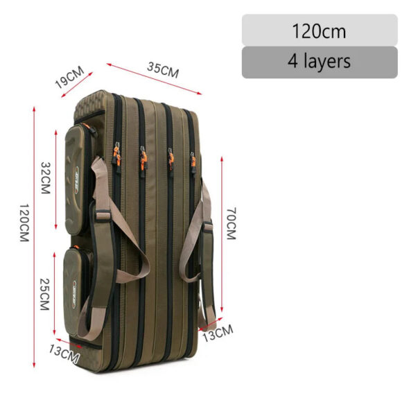 Multifunctional Fishing Rod Bag Spinning 2/3/4 Layers 80-130CM 1680D Oxford Reel Pole Gear Storage Case for Fishing Tackle