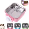 9d92f9979c2e7c12 Crate Dog Cat Bowls, Removable Stainless Steel Hanging Pet Cage Bowls for Kennel, Water Food Feeder Bowls Cage Coop Cup for Cats, Dogs, Rabbits and Small Animals (Small, Pink)
