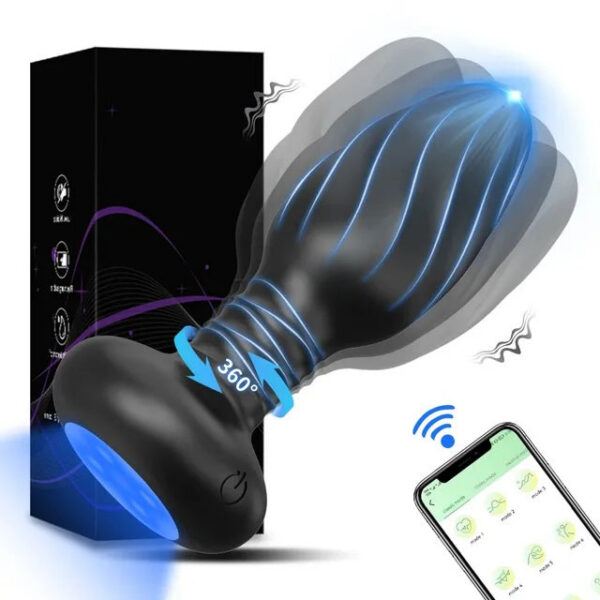 9d9ee5b4a9bbec94 APP Control Rotation Vibrating Butt Men Women Wiggle Vibrator Gay Anal Plug with LED Adult Sex Toy for Couples