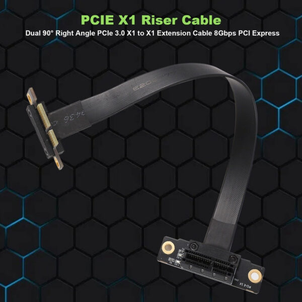 PCIE Dual 90 Degree Right Angle PCIe 3.0 to X1 Extension Cable 8Gbps PCI Express 1X Riser Card 20cm
