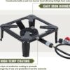 9db20679e0b96b93 High Pressure Propane Burner, 120000 BTU Single Propane Stove with 4.1ft 0-20Psi Adjustable Hose with Regulator, 16" Square Steel Cooktop for Camping