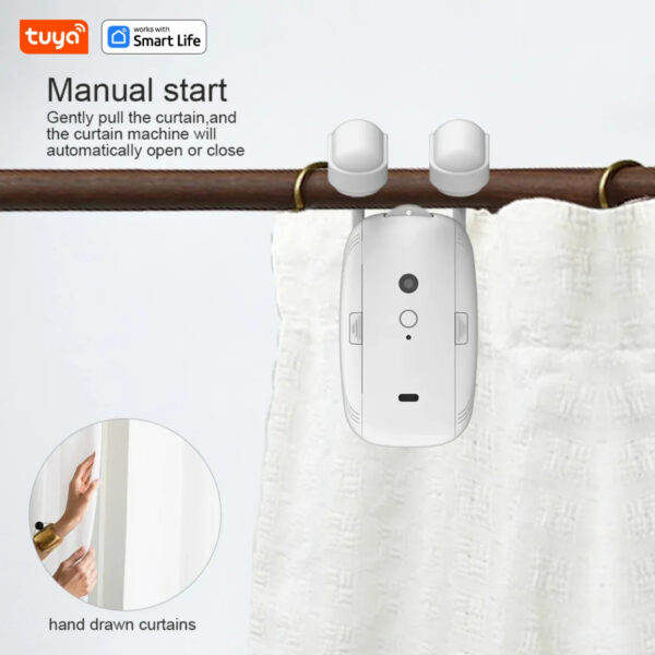 9dc73178ccae061c 1PCS Tuya Smart Curtain Robot, Roman Rod Track, APP Control,Single/Double (Works With Tuya Gateway For Remote Control)